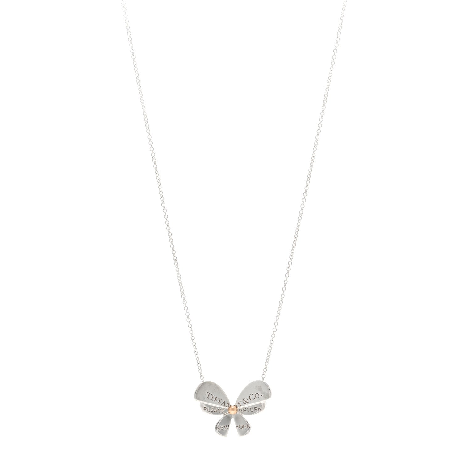 Tiffany Sterling Silver 18K Rose Gold Return to Tiffany Love Bugs Butterfly Pendant Necklace 1 of 4