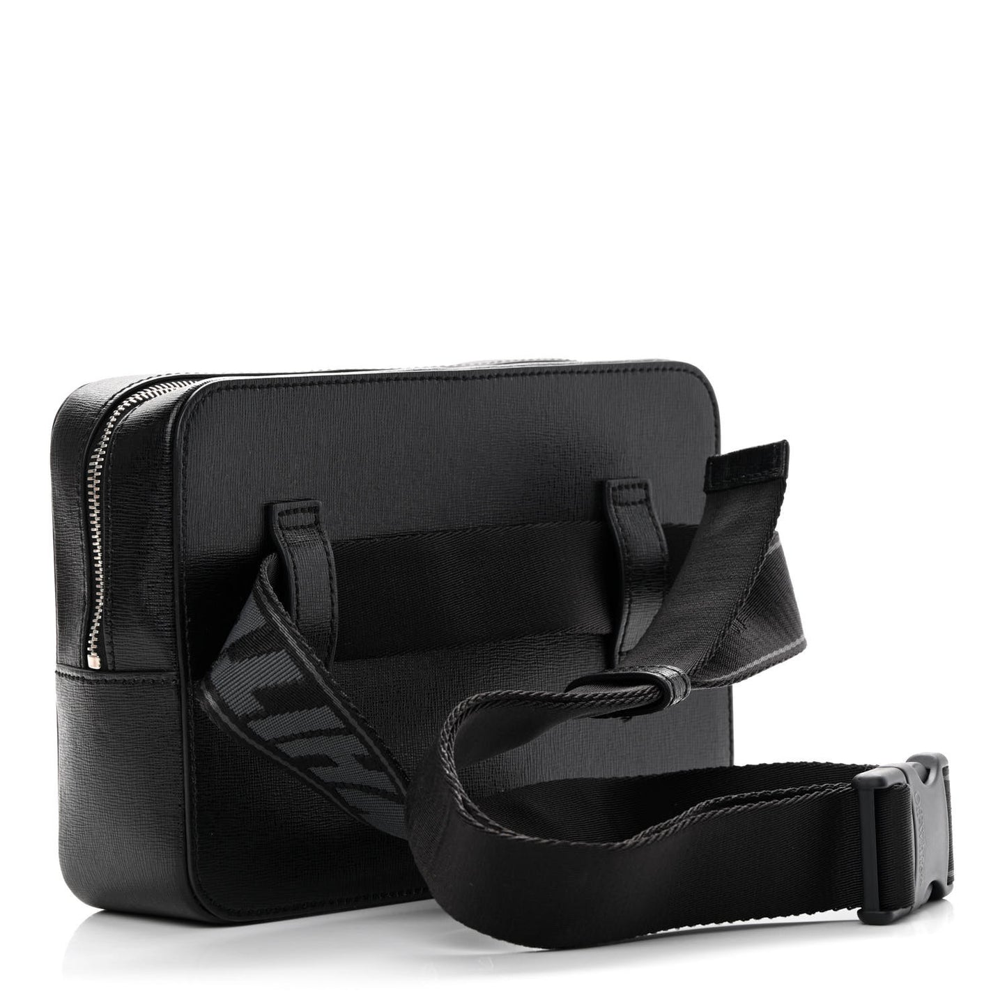 Saffiano Striped Diag Belt Bag Black