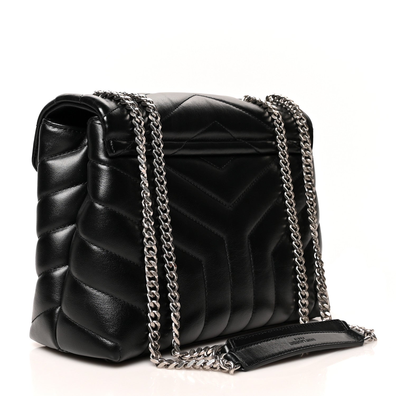 Saint Laurent Calfskin Y Quilted Monogram Small Loulou Chain Satchel Black 3 of 11
