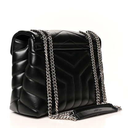Saint Laurent Calfskin Y Quilted Monogram Small Loulou Chain Satchel Black 3 of 11