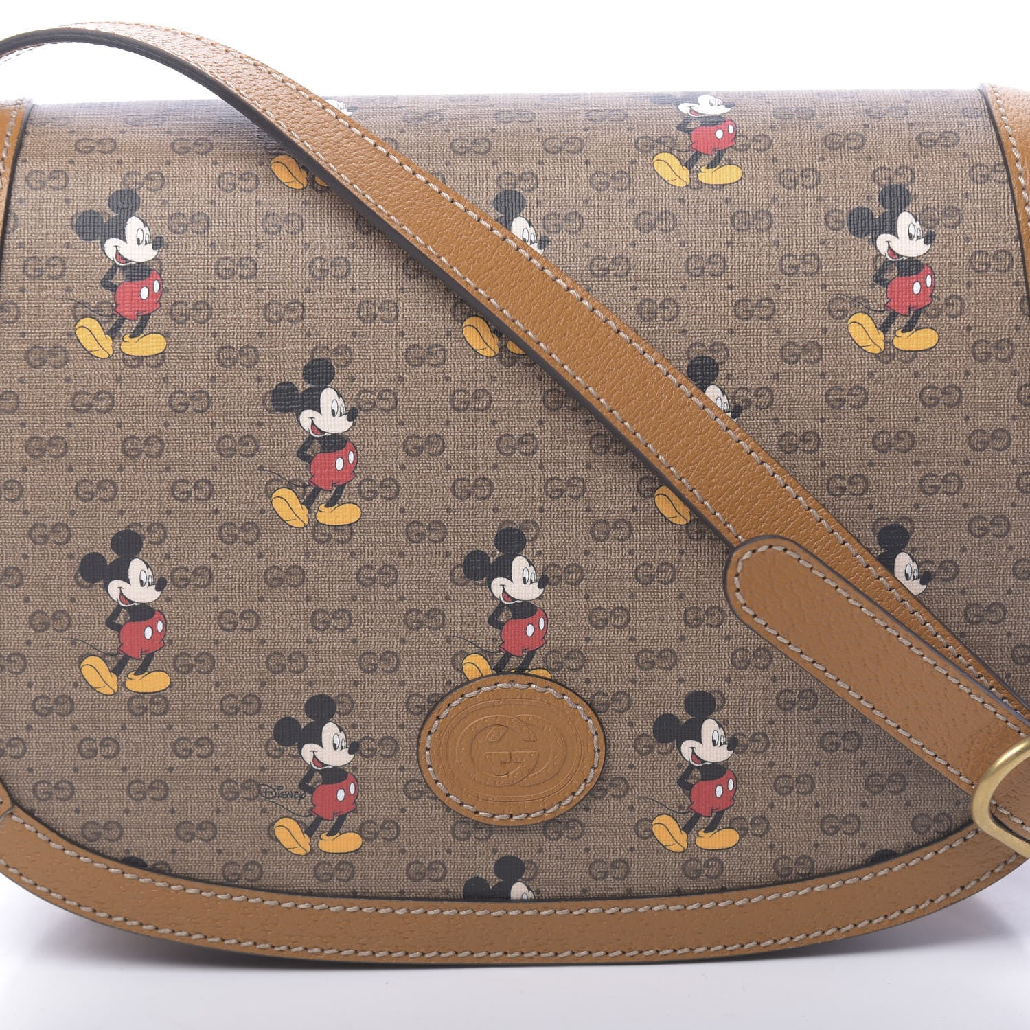 Gucci X DISNEY Mini Vintage GG Supreme Monogram Mickey Mouse Small Flap Messenger Bag Beige Vintage Sun Oil 8 of 11