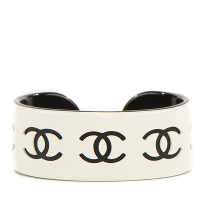 Chanel Resin CC Narrow Cuff Black White 1 of 5