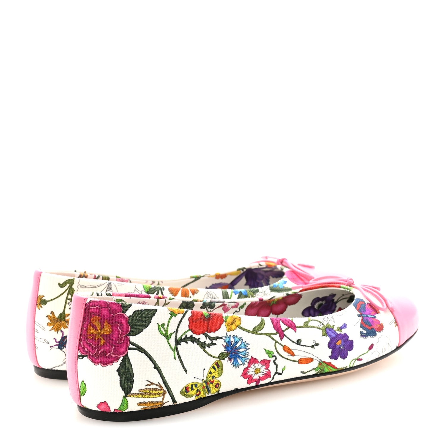 Gucci Sepang Flora Faded Canvas GG Marmont Ballerina Flats 39 White Multicolor Knit Rose 5 of 10
