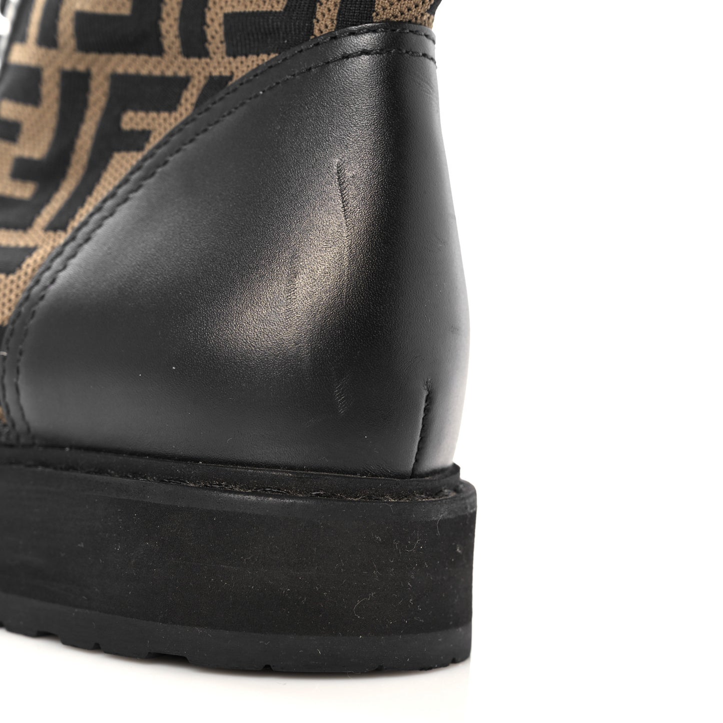 Calfskin Stretch Fabric FF Rockoko Biker Boots 41 Black Tobacco
