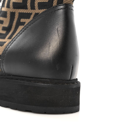 Fendi Calfskin Stretch Fabric FF Rockoko Biker Boots 41 Black Tobacco 9 of 13
