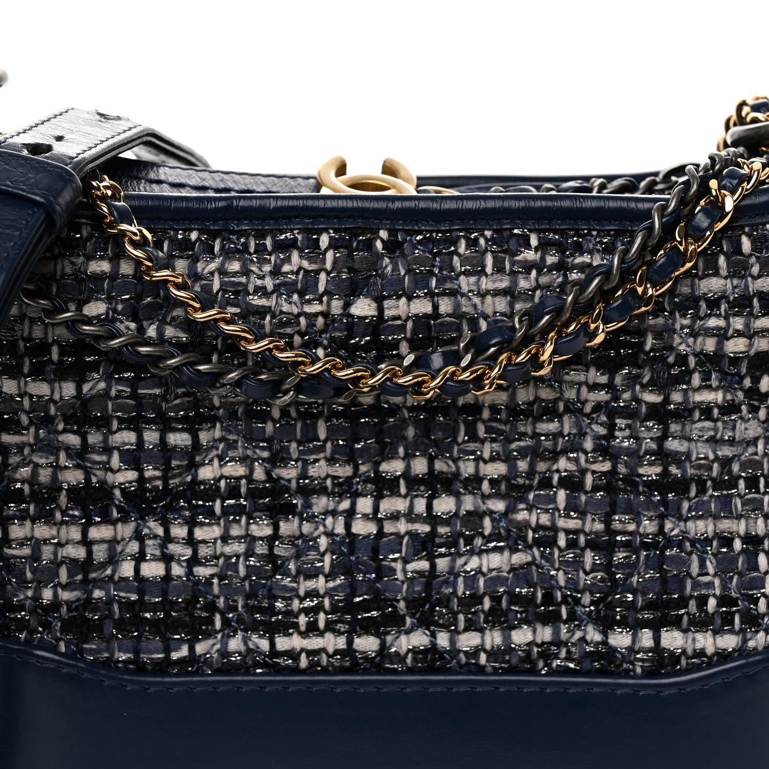 Chanel Tweed Calfskin Small Gabrielle Hobo Blue 8 of 10