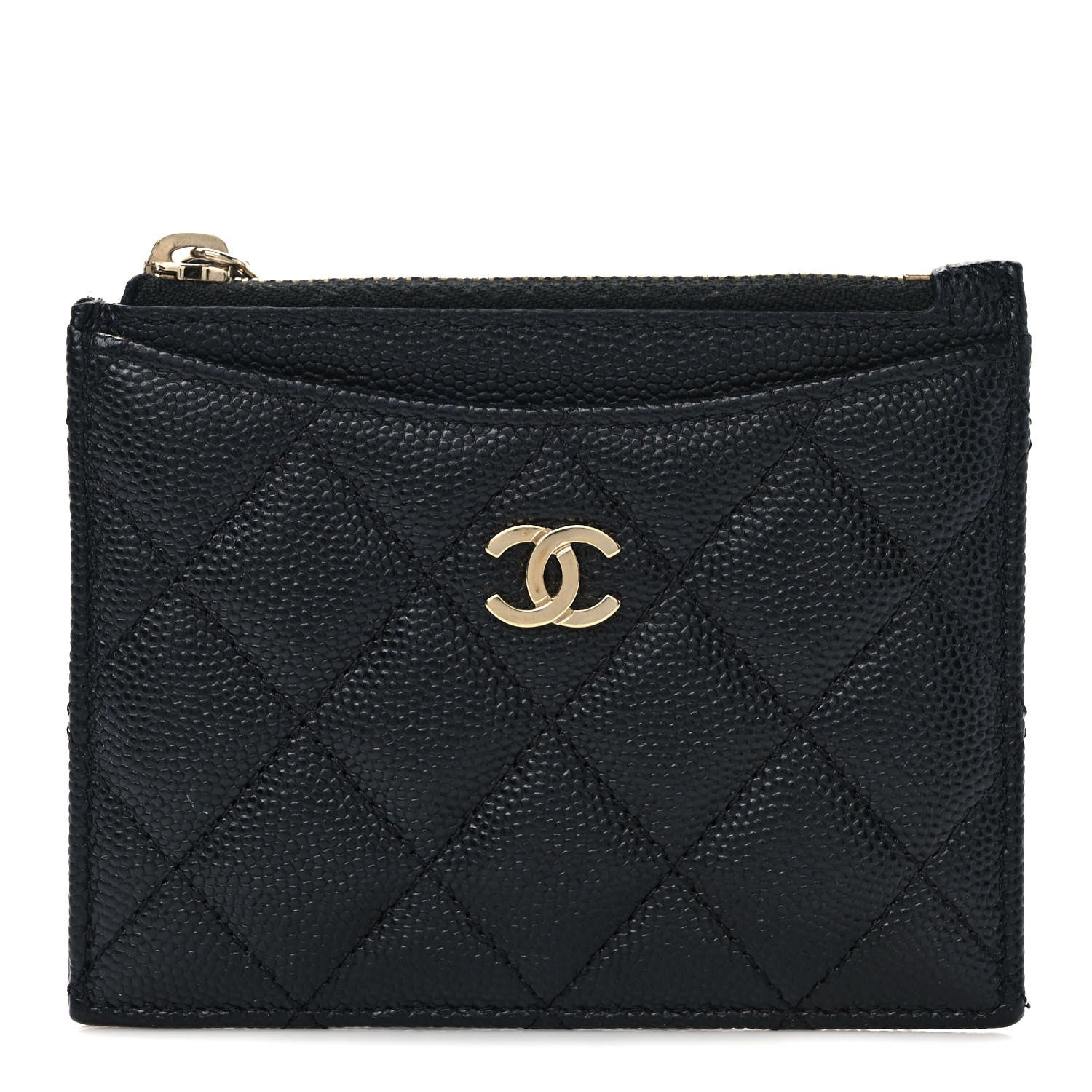 Chanel Caviar Quilted CC Zip Card Holder Black 1 of 5