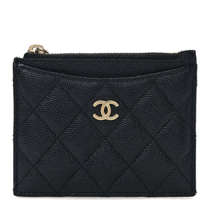 Chanel Caviar Quilted CC Zip Card Holder Black 1 of 5
