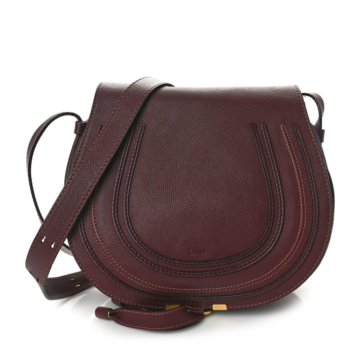 Calfskin Medium Marcie Round Crossbody Bag Dark Velvet