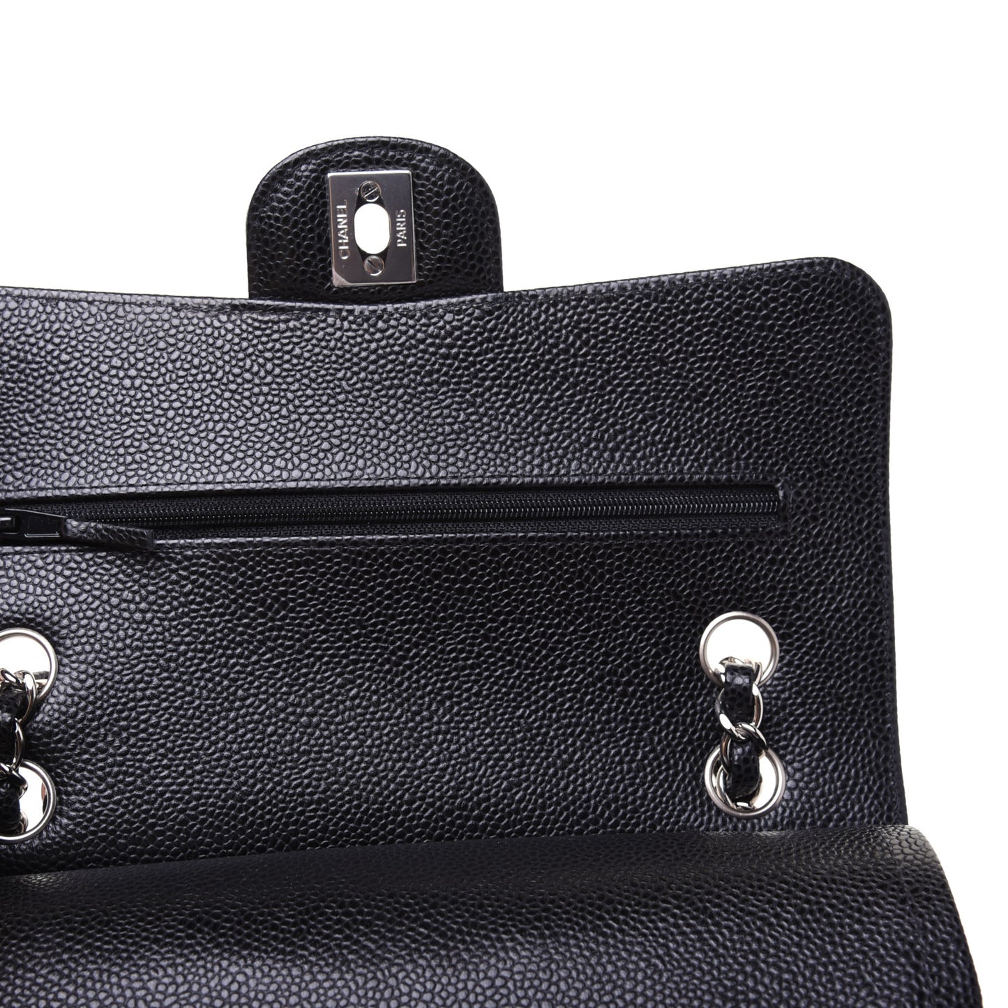 Caviar Quilted Small Double Flap Black