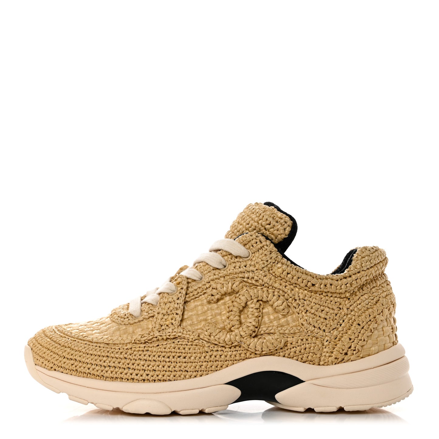 Braided Raffia Womens CC Sneakers 36 Beige