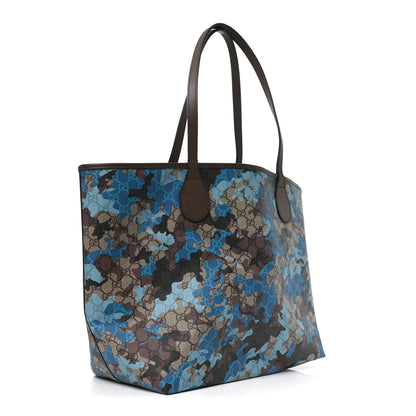 Gucci GG Supreme Monogram Camouflage Print Large Tote Beige Ebony New Acero Blue 3 of 10