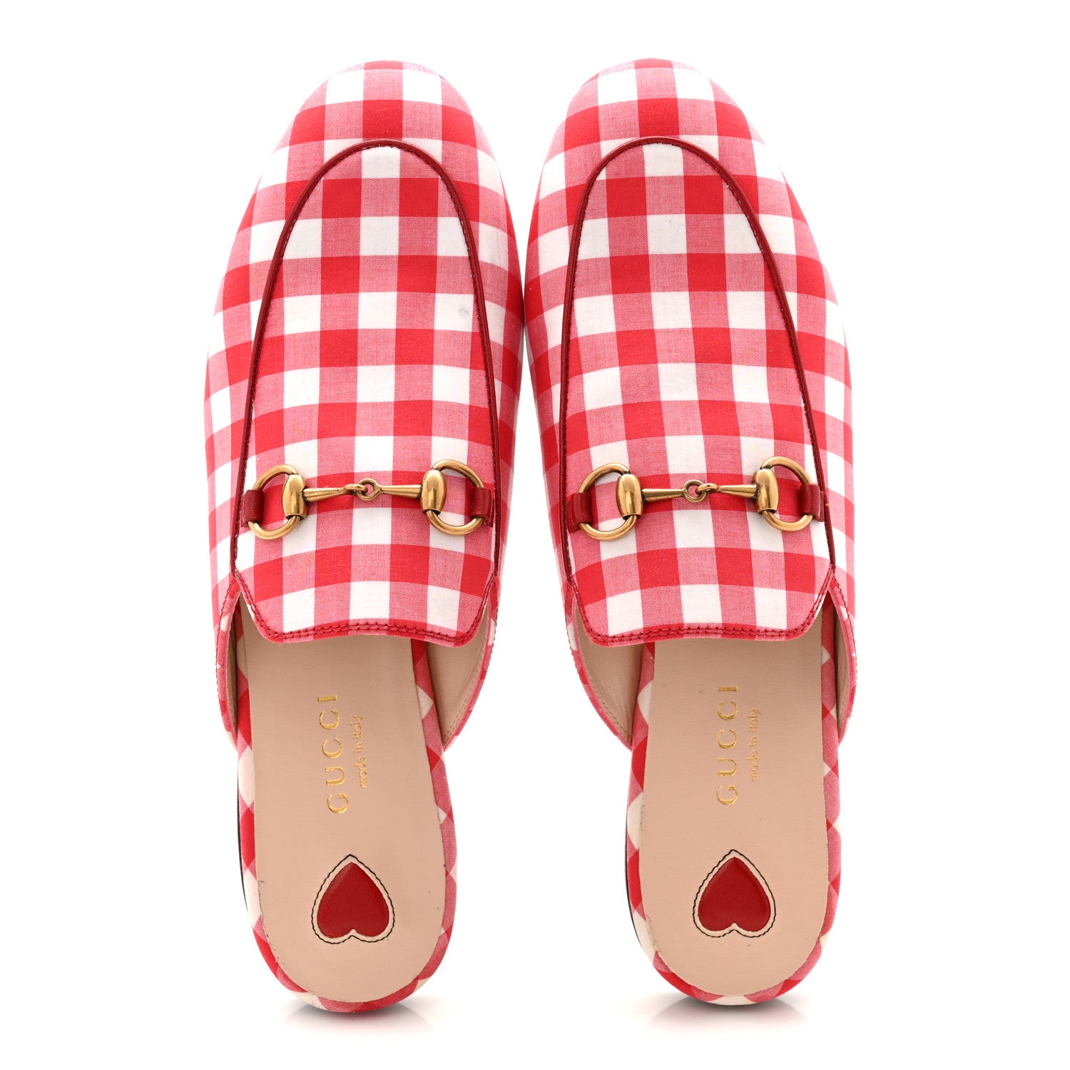 Gucci Cotton Gingham Womens Princetown Slippers 36 White Red 5 of 12