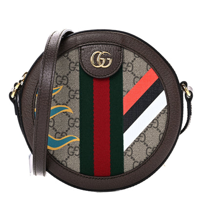 Gucci GG Supreme Monogram Equestrian Web Mini Ophidia Round Shoulder Bag Brown 1 of 10