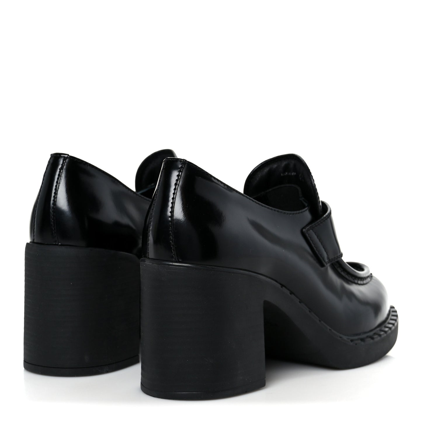 Spazzolato Metal Triangle Logo 85mm Loafers 40 Black