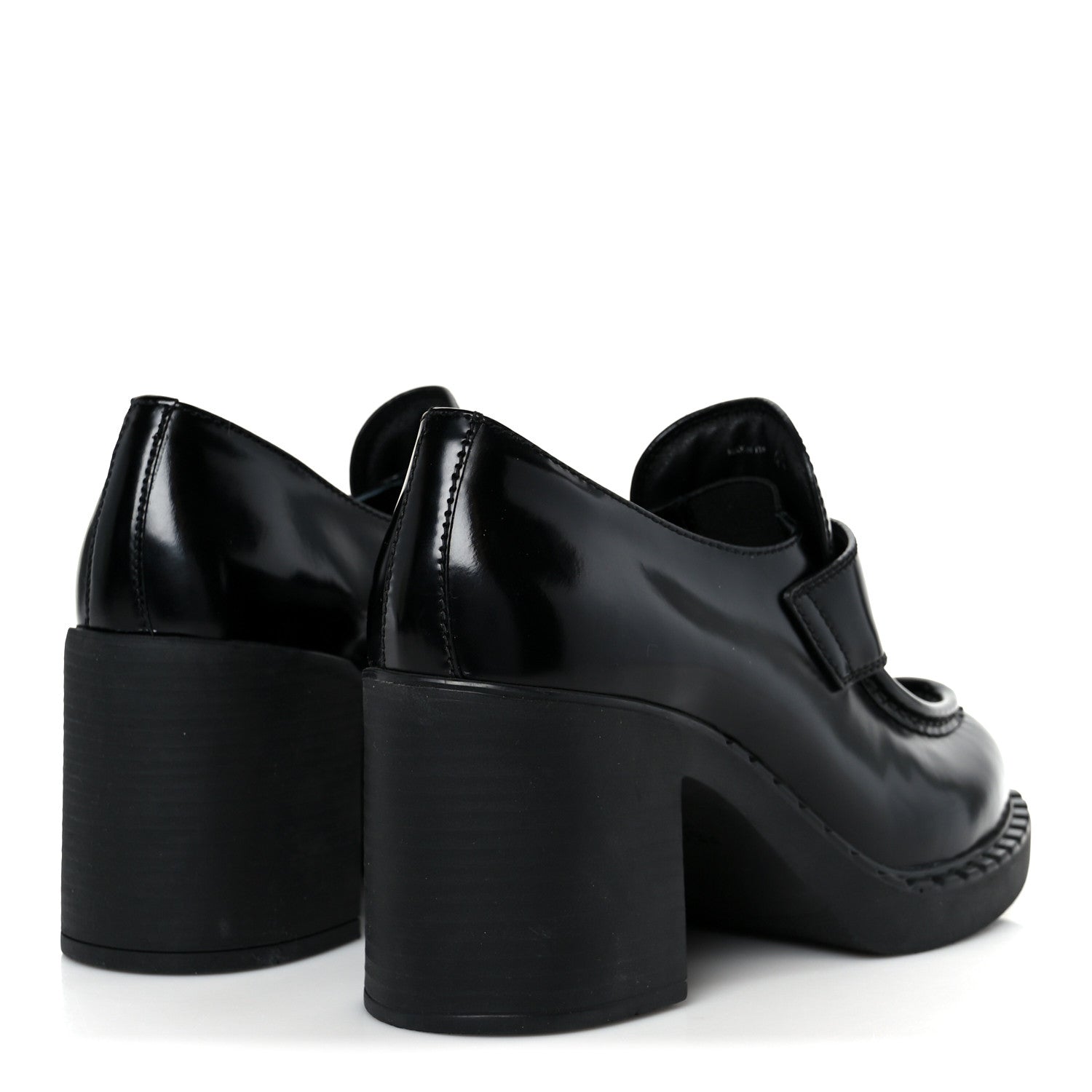 Prada Spazzolato Metal Triangle Logo 85mm Loafers 40 Black 5 of 10