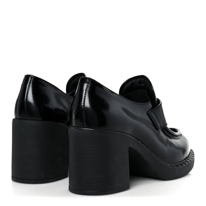 Prada Spazzolato Metal Triangle Logo 85mm Loafers 40 Black 5 of 10