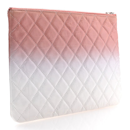 Chanel Ombre Patent Calfskin Quilted Medium Cosmetic Case Pink White 3 of 7