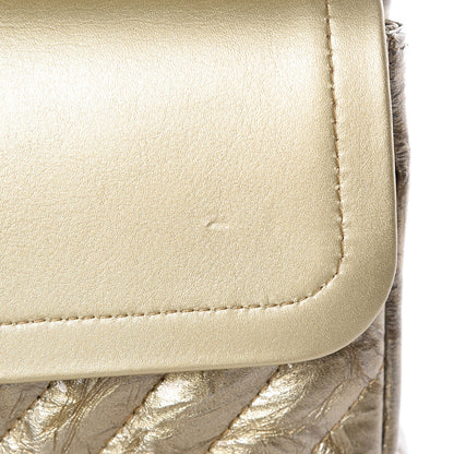 Chanel Metallic Patent Crumpled Calfskin Chevron Quilted Medium Double Flap Gold 11 of 12