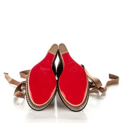Christian Louboutin Shiny Calfskin Tribuli 140 Wedge Sandals 34 Fauve 5 of 6