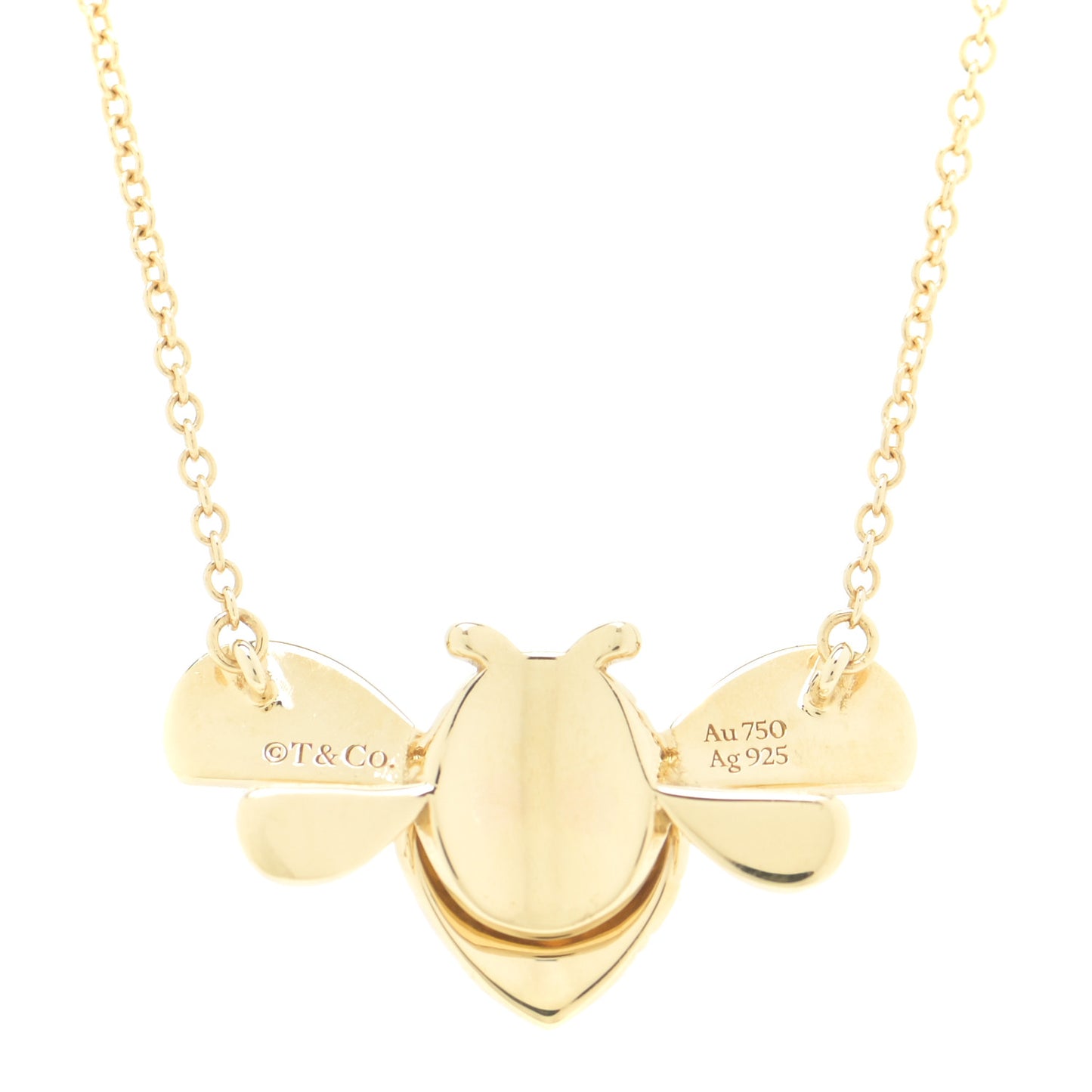 18K Yellow Gold Sterling Silver Return To Tiffany Love Bugs Bee Pendant Necklace