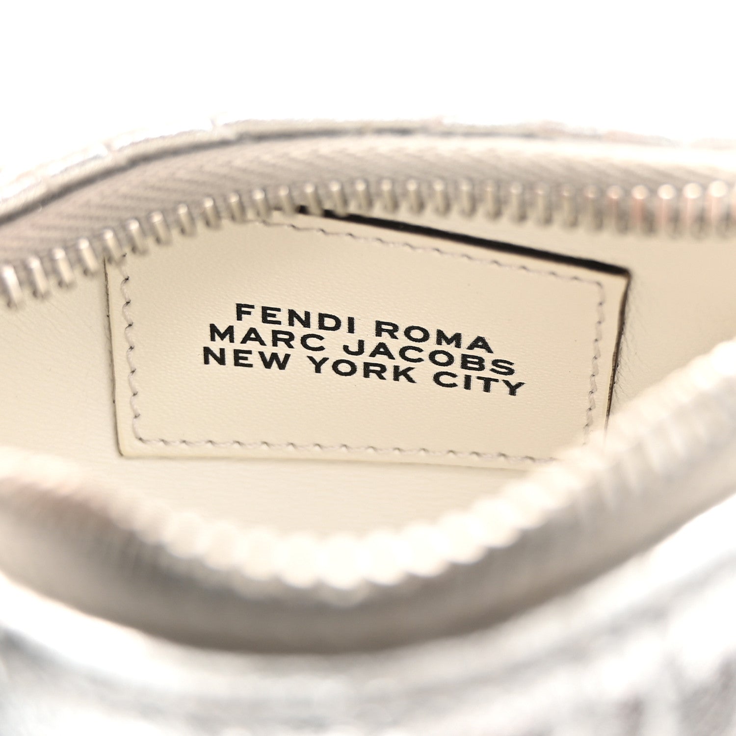 Fendi X MARC JACOBS Laminated Craquele Lambskin Nano Fendigraphy Hobo Charm Argento 6 of 11