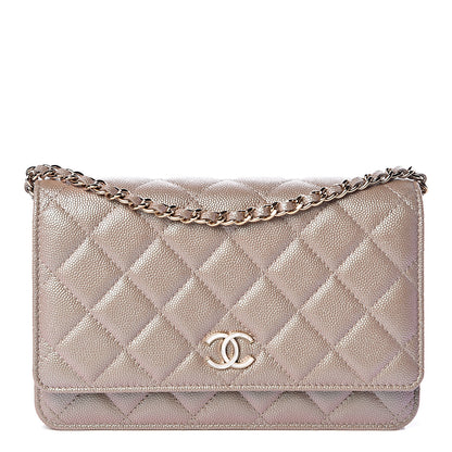 Chanel Iridescent Caviar Quilted Wallet On Chain WOC Beige 1 of 11