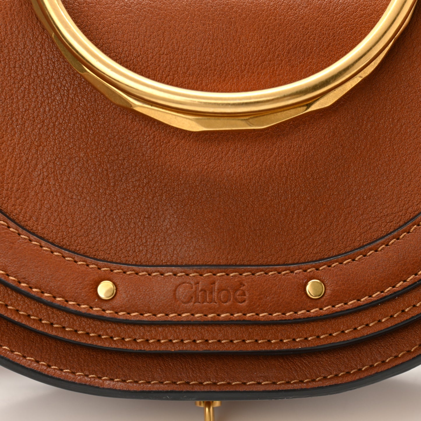 Calfskin Small Nile Bracelet Minaudiere Bag Caramel