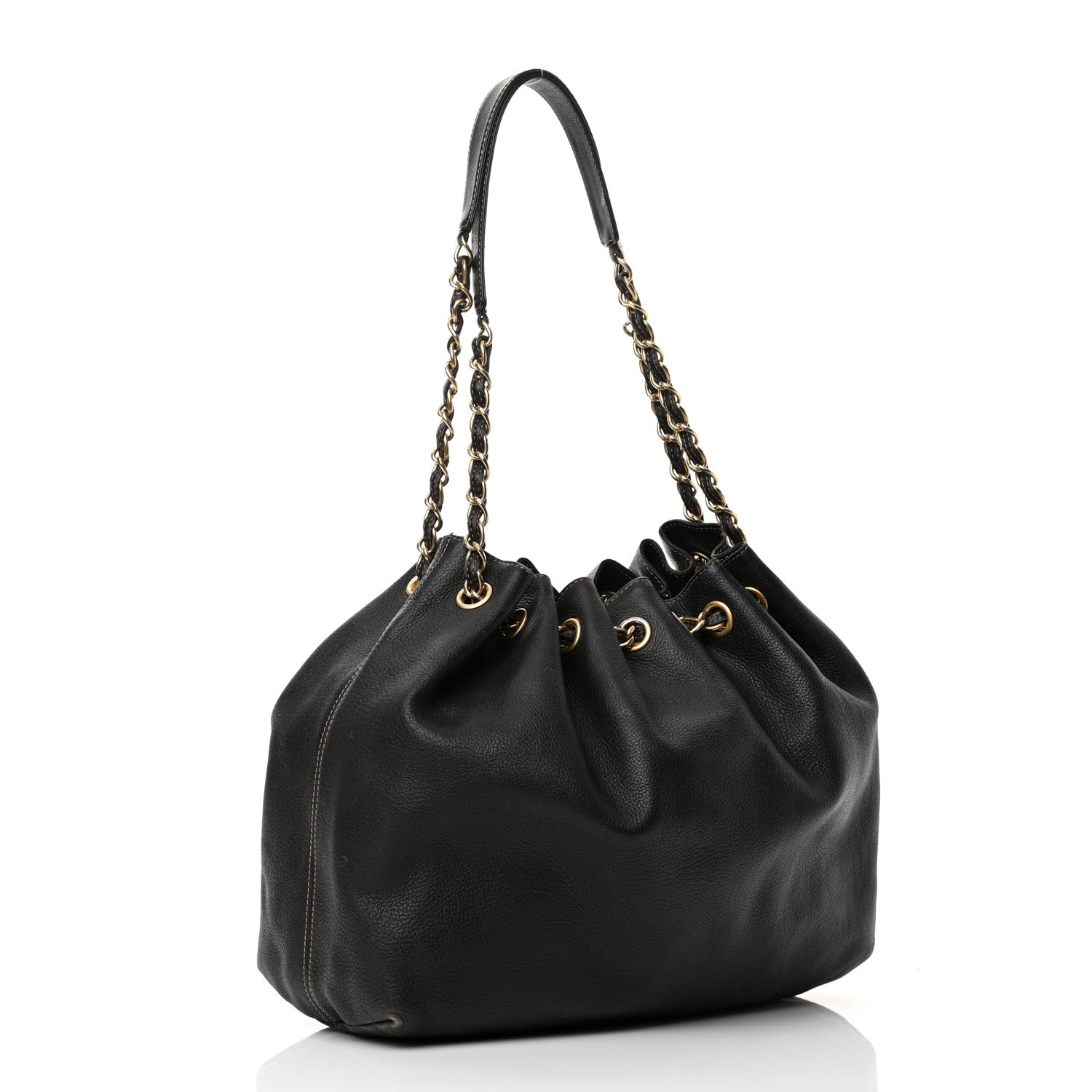 Chanel Grained Calfskin CC Drawstring Bucket Bag Black 2 of 16