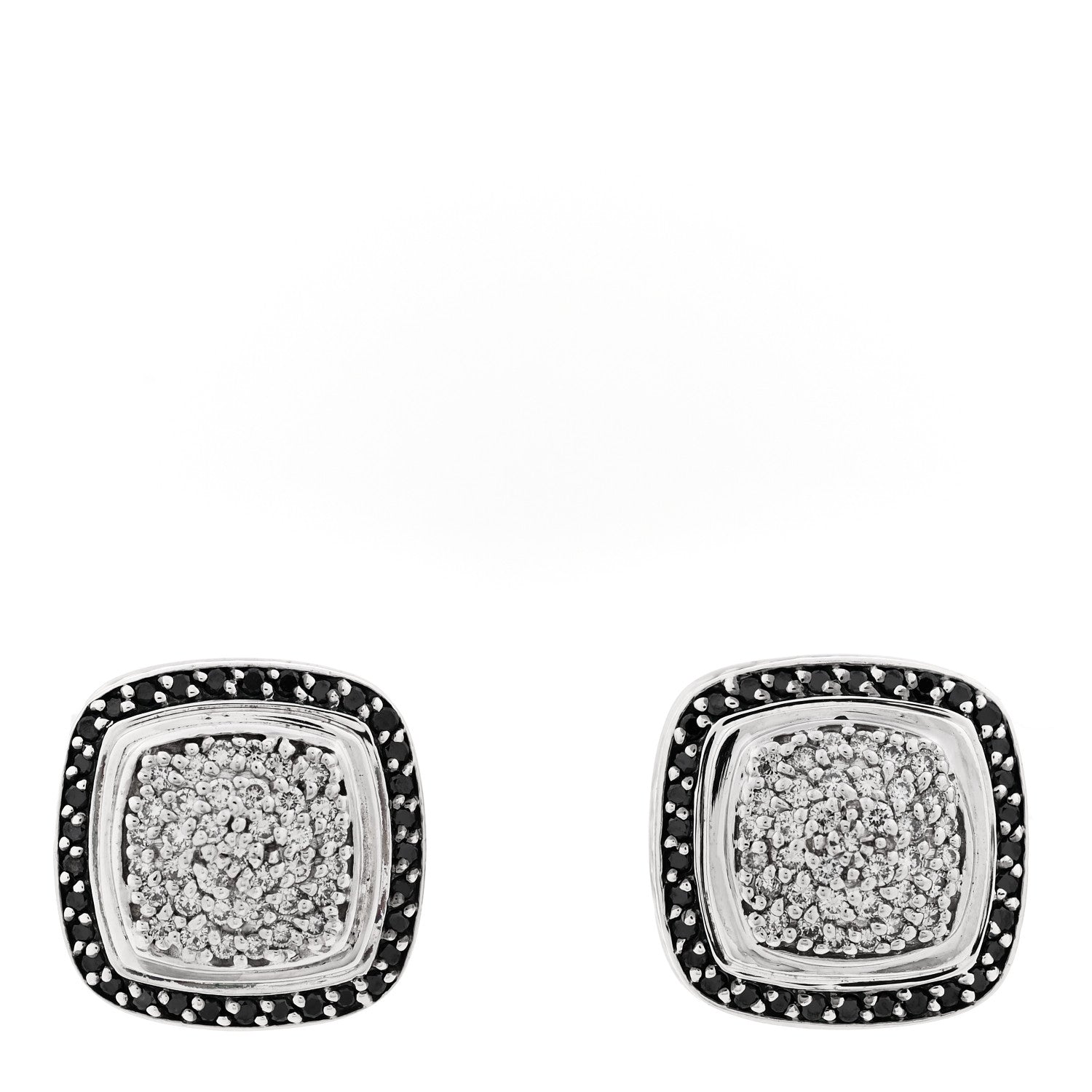 David Yurman Sterling Silver Black Diamond 11mm Pave Albion Earrings 1 of 4