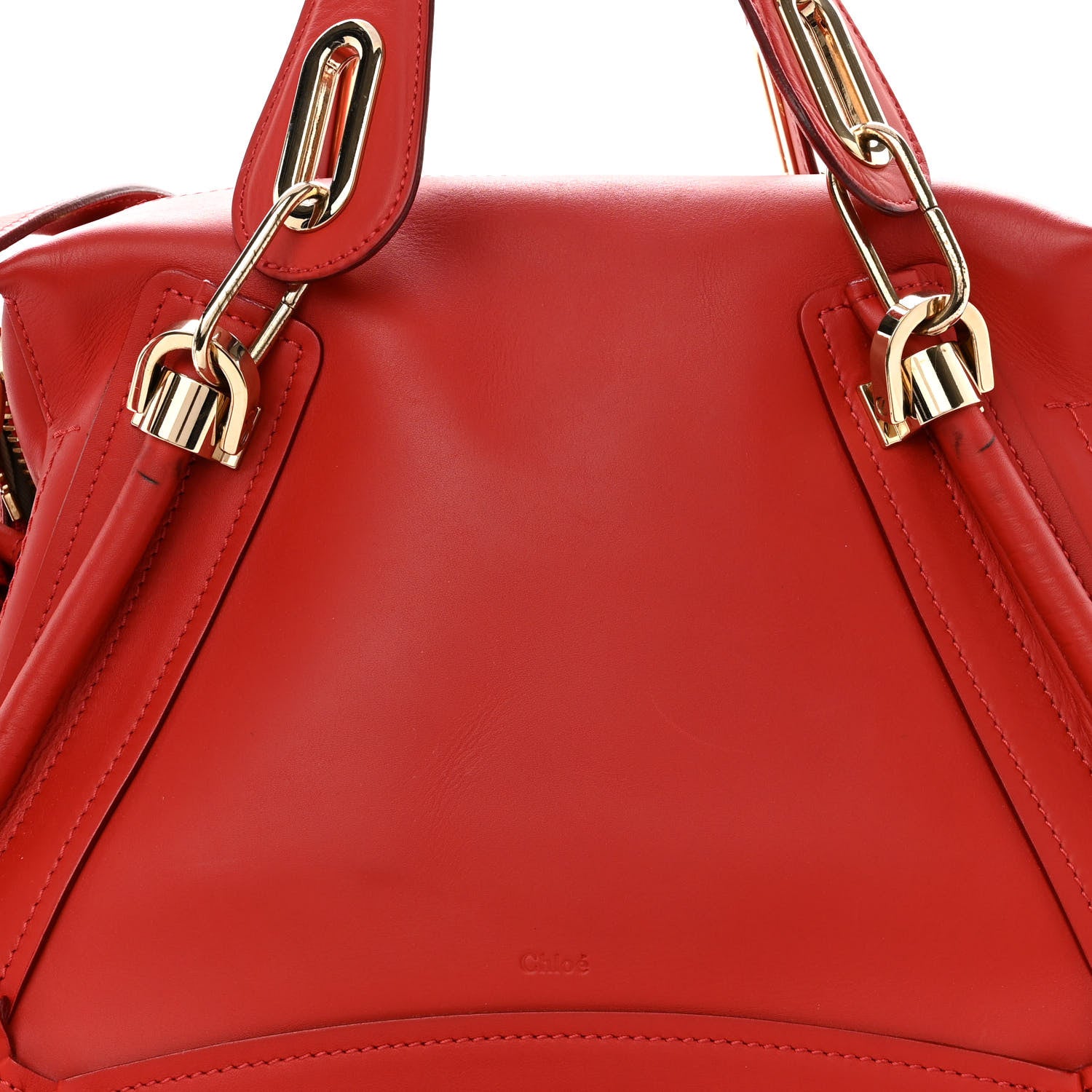 Chloe Calfskin Medium Paraty Metal Bar Trim Red 7 of 12