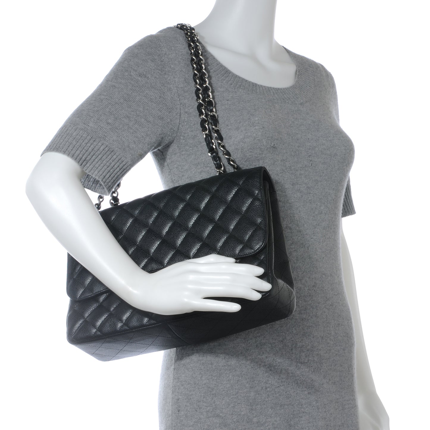 Caviar Jumbo Single Flap Black