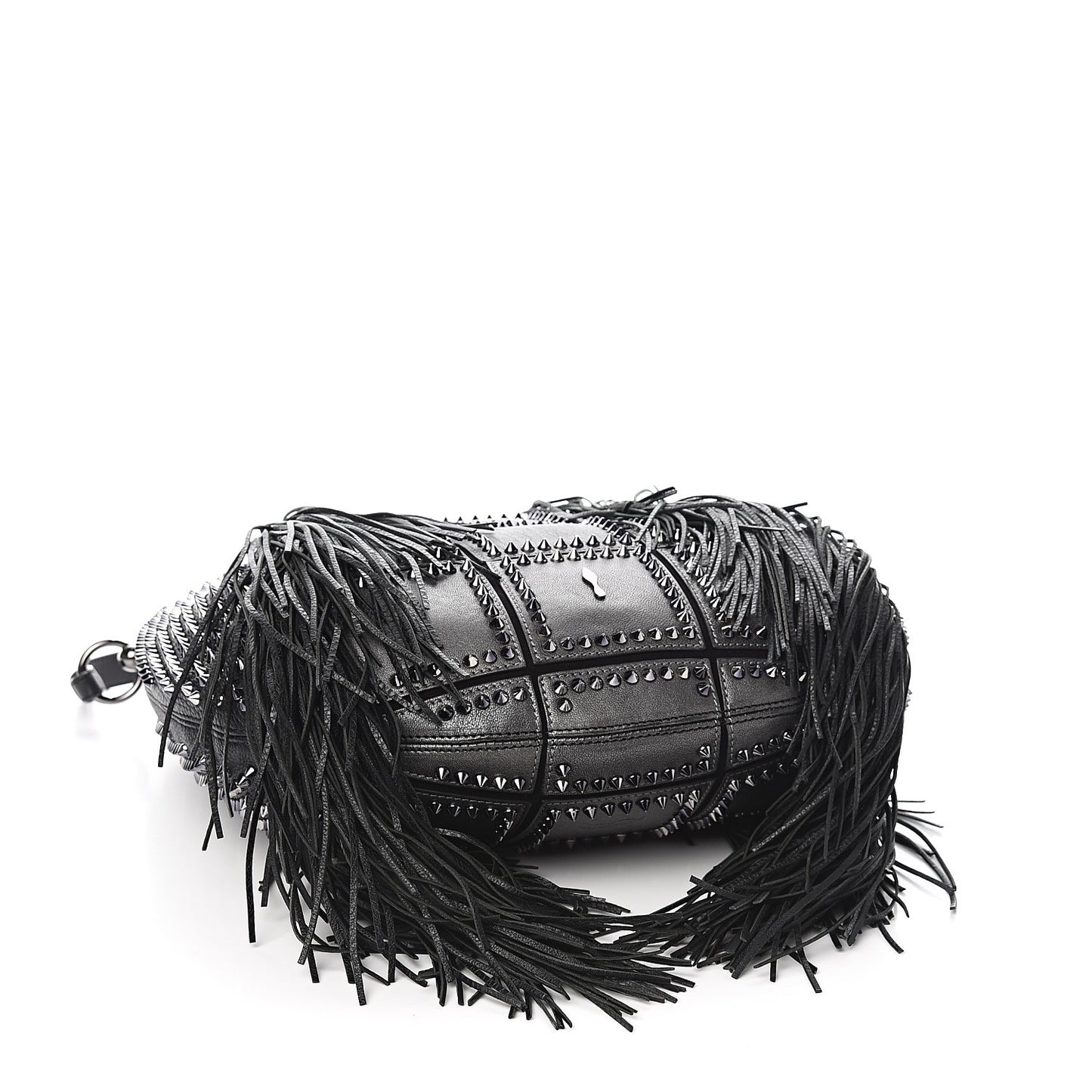 Metallic Sheepskin Spikes Fringed Lucky L Hobo Anthracite