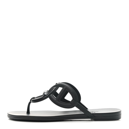 Hermes Rubber Womens Egerie Sandals 36 Black 1 of 9