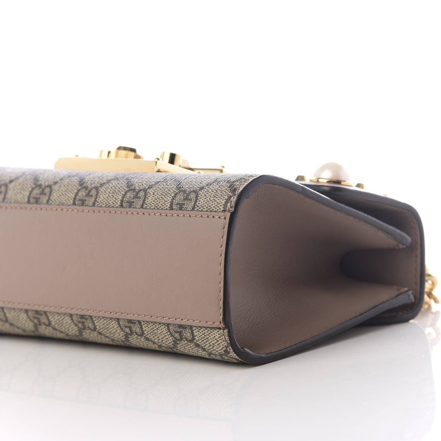 Gucci GG Supreme Monogram Studded Small Padlock Shoulder Bag Porcelain Rose 8 of 9