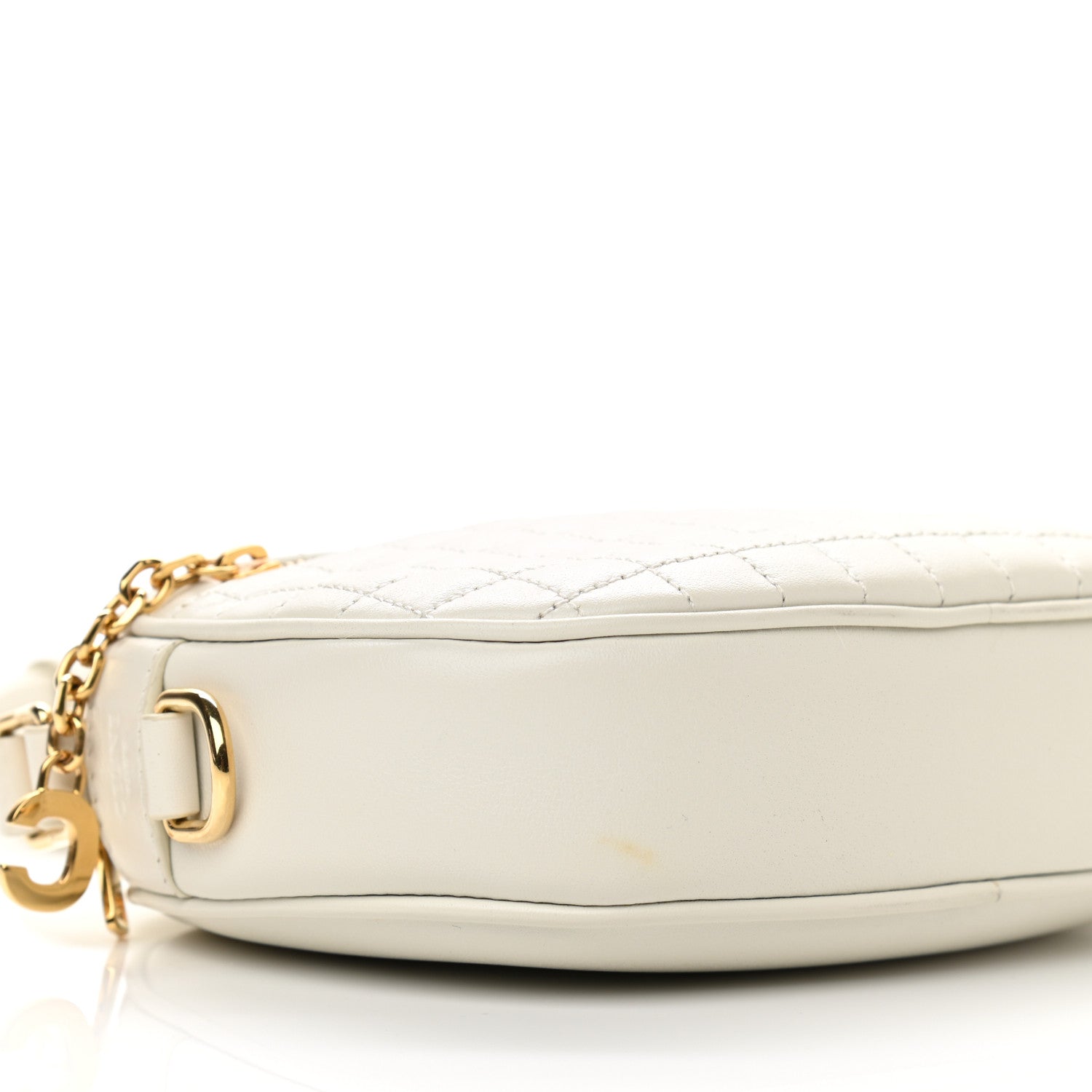 Celine Calfskin Quilted Small C Charm Bag White 9 of 10