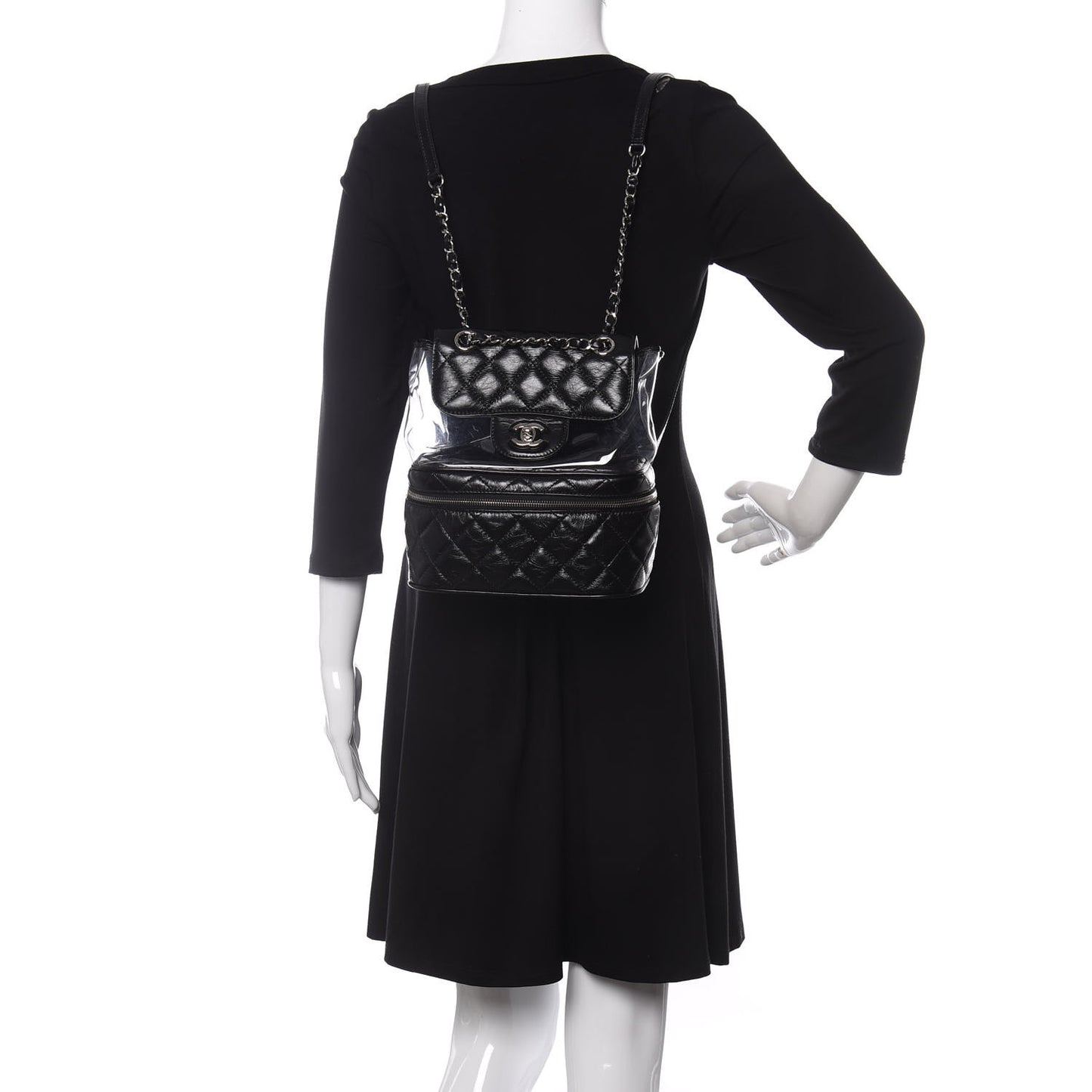 Crumpled Calfskin PVC Quilted Backpack Black