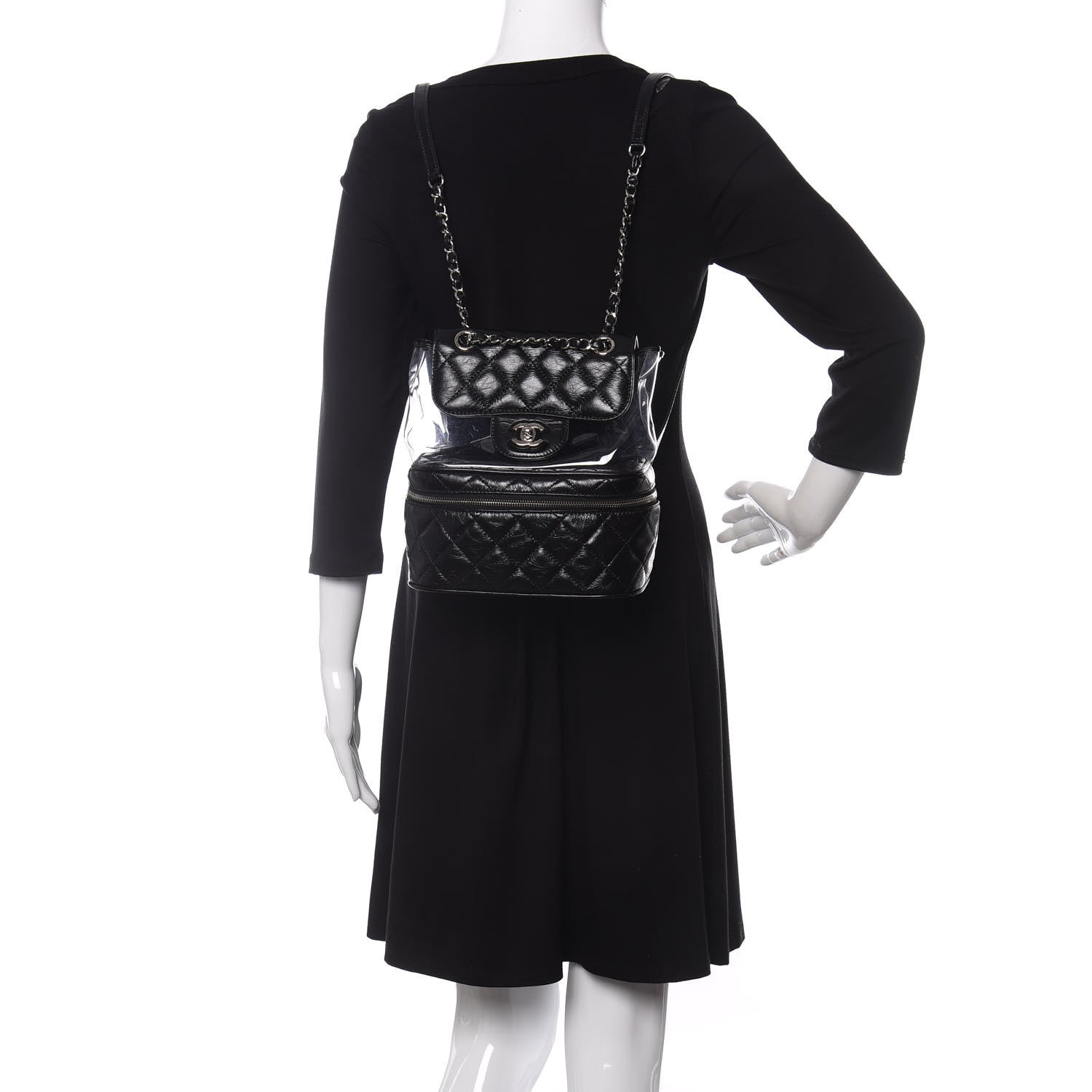 Chanel Crumpled Calfskin PVC Quilted Backpack Black 3 of 10