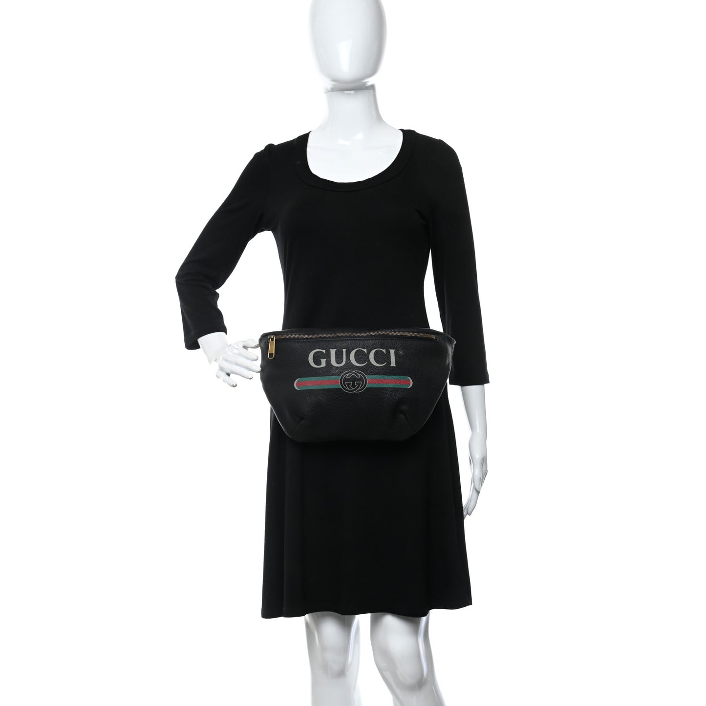 Grained Calfskin Logo Belt Bag Black