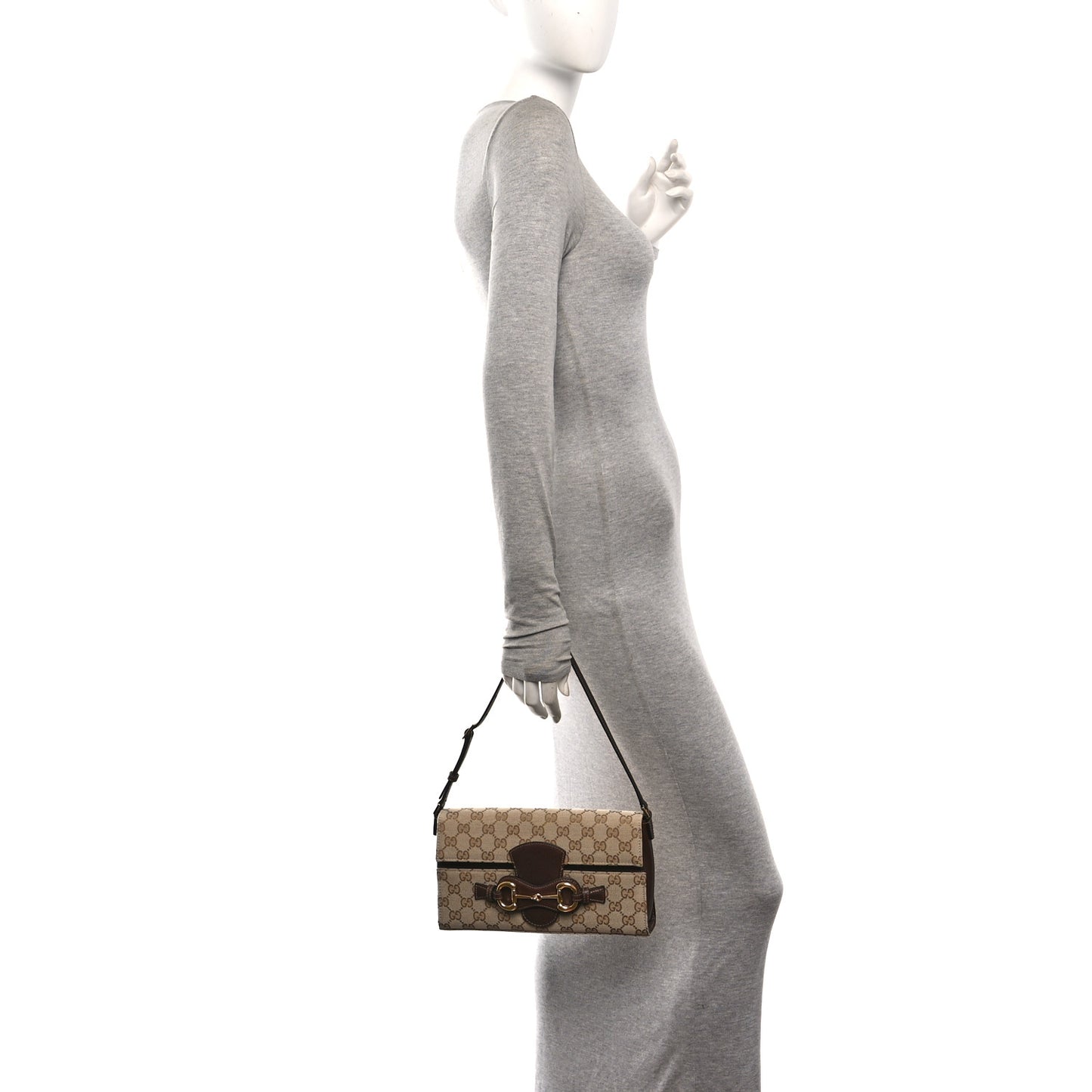 Monogram Medium Ristretto Horsebit Flap Shoulder Bag Sand Brown