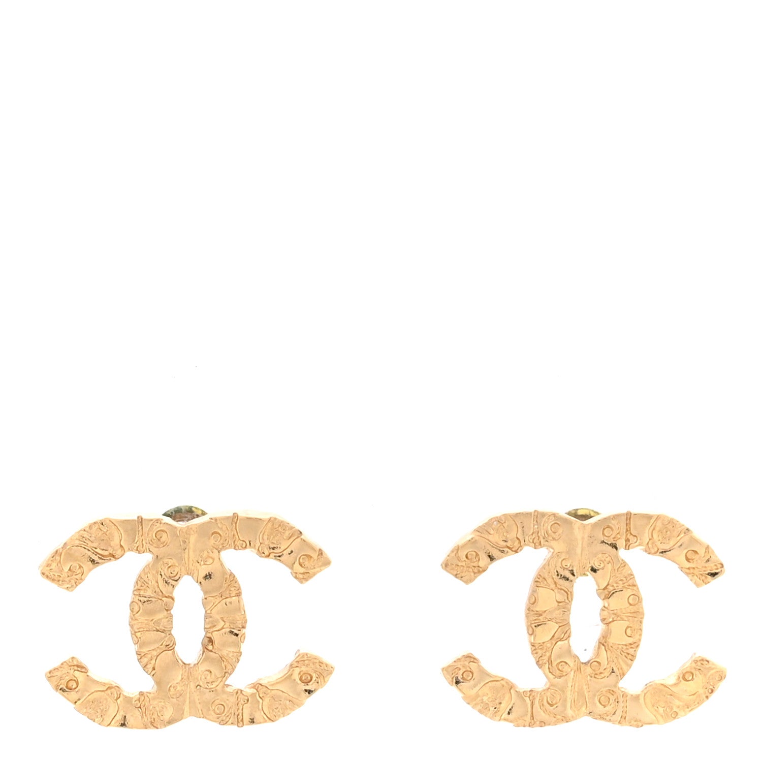 Chanel Metal Textured CC Earrings Gold 2 of 6