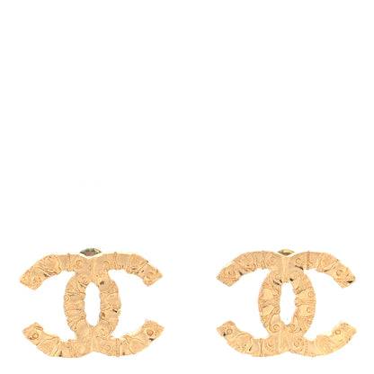 Chanel Metal Textured CC Earrings Gold 2 of 6