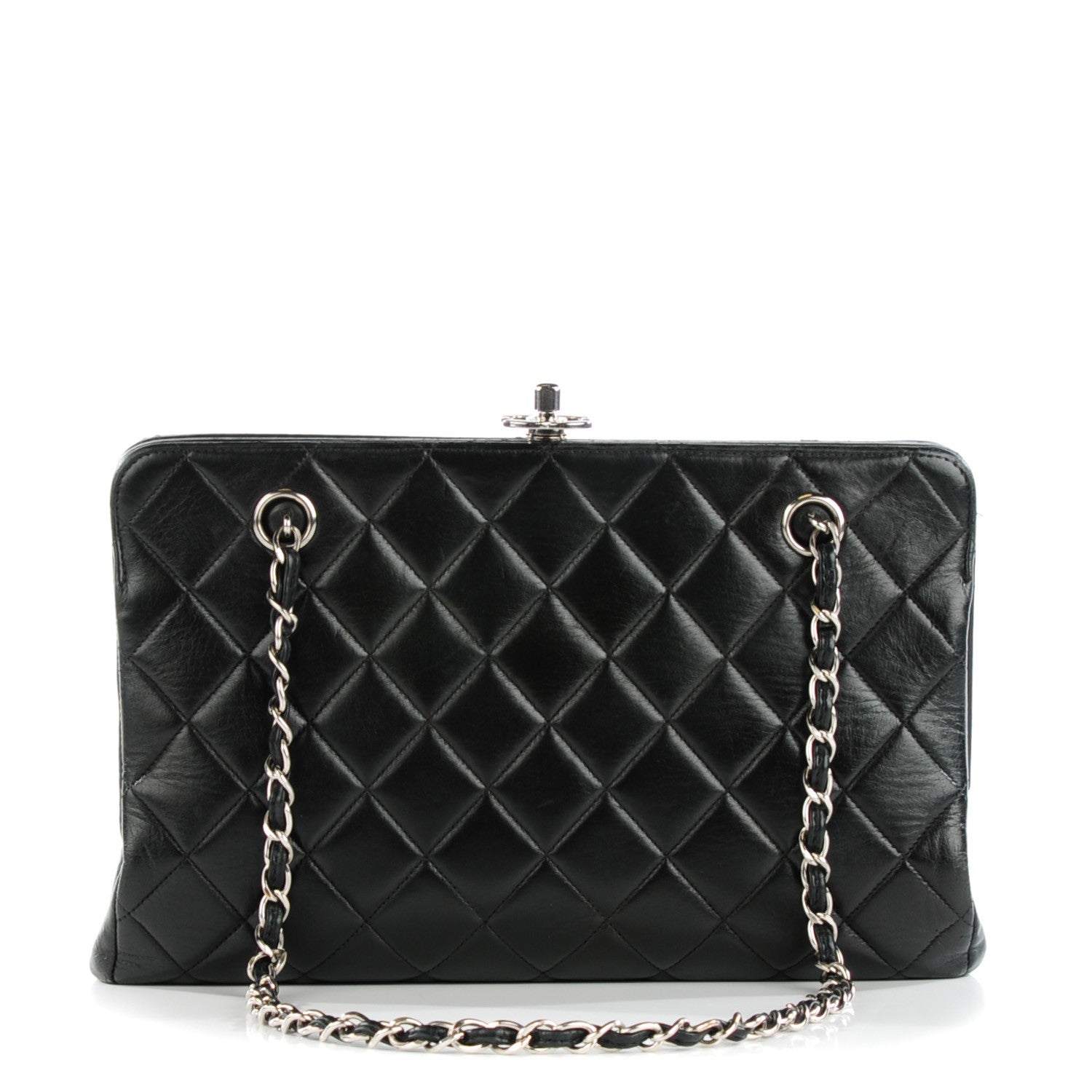 Chanel Lambskin Quilted Frame Shoulder Bag Black 1 of 10