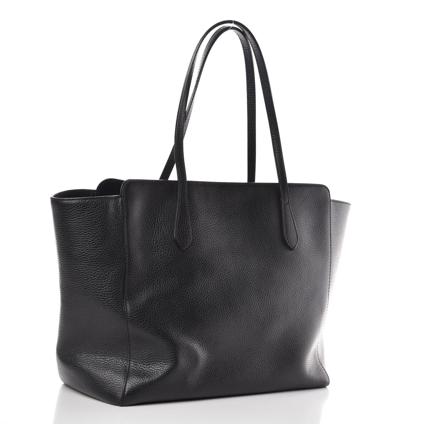 Pebbled Calfskin Medium Swing Tote Black