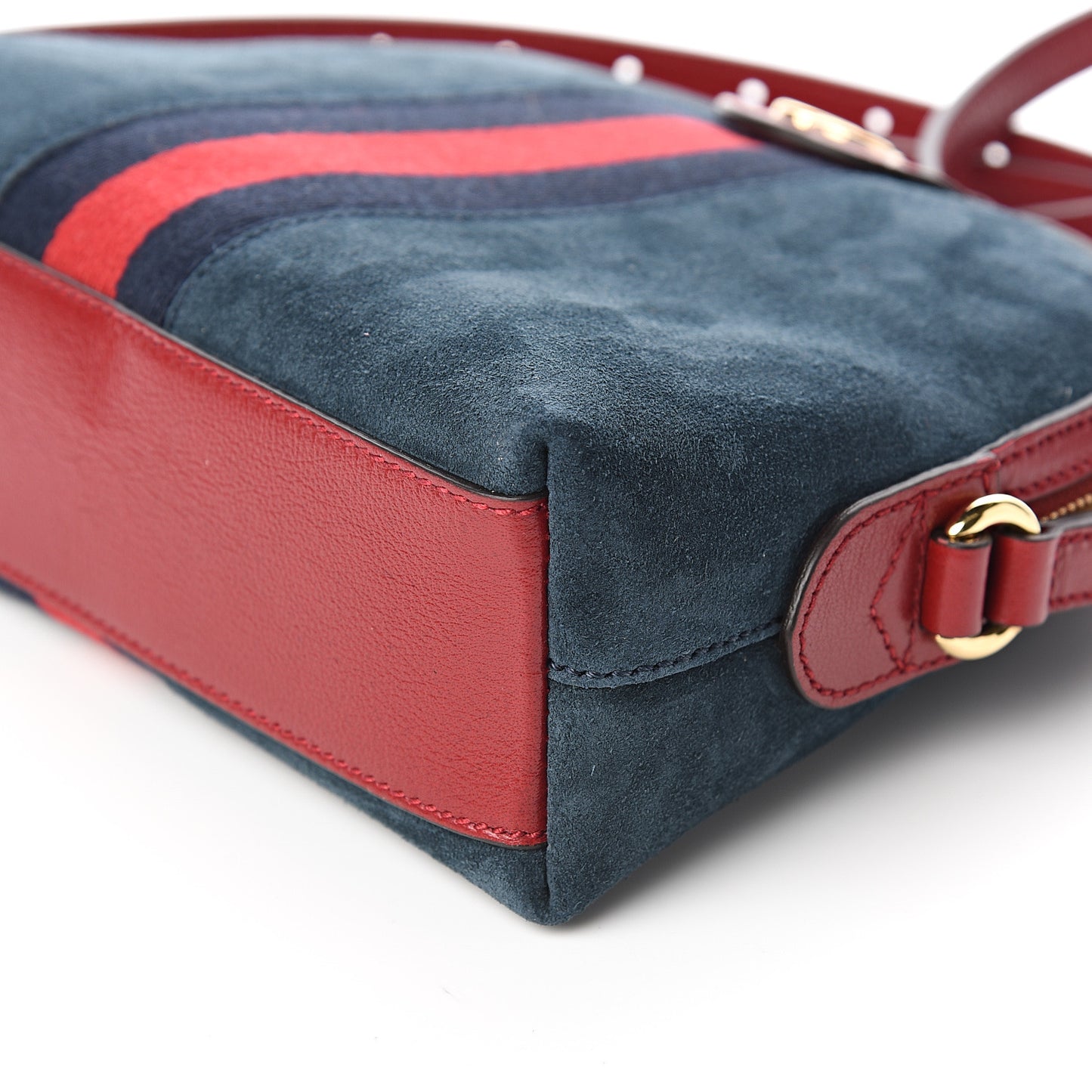 Suede Calfskin Web Small Ophidia Dome Shoulder Bag New Blue Romantic Cherry