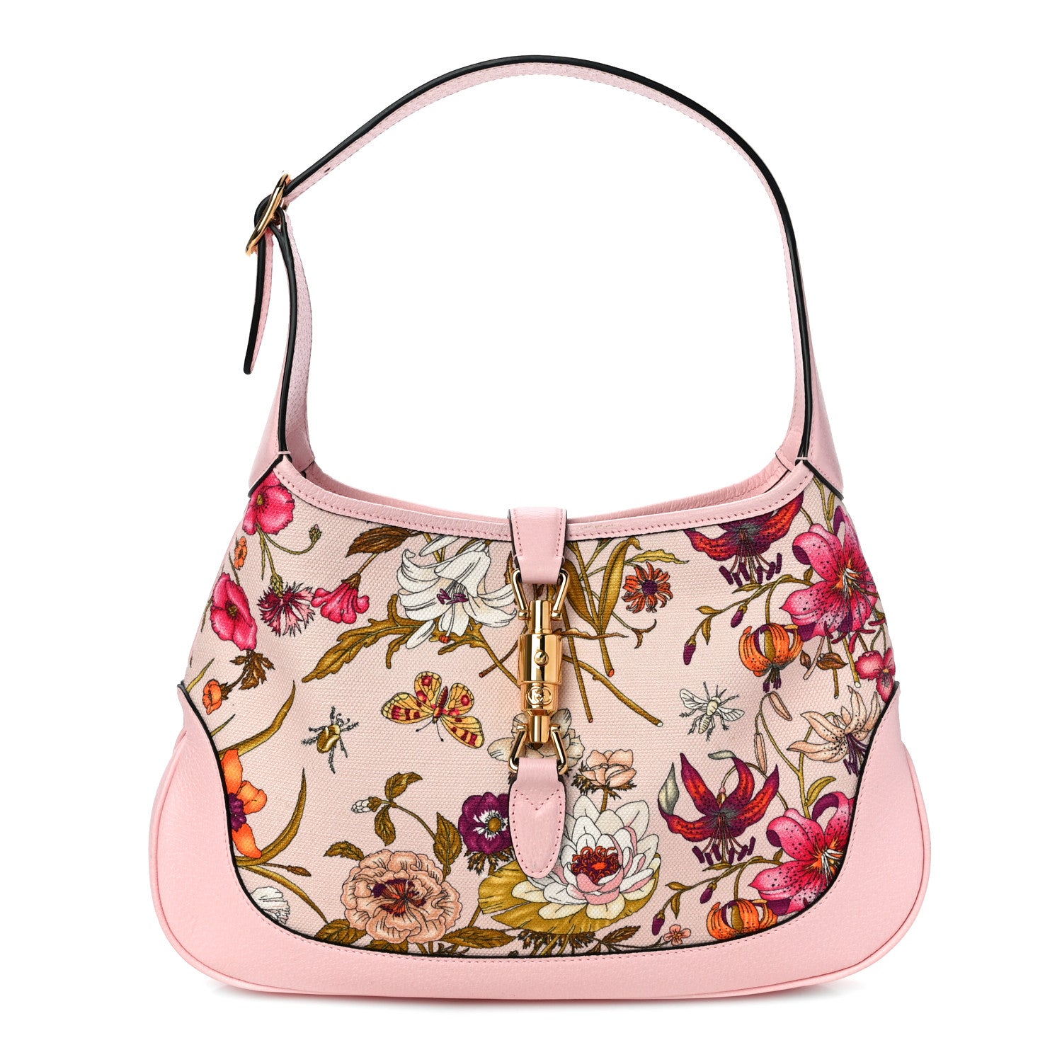 Gucci Canvas Flora Medium Jackie Hobo Light Pink 1 of 10