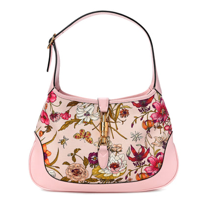 Gucci Canvas Flora Medium Jackie Hobo Light Pink 1 of 10
