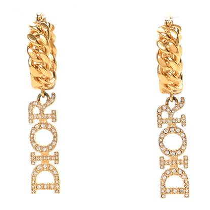 Christian Dior Crystal Dio(r)evolution Logo Hoop Drop Earrings Gold 1 of 4