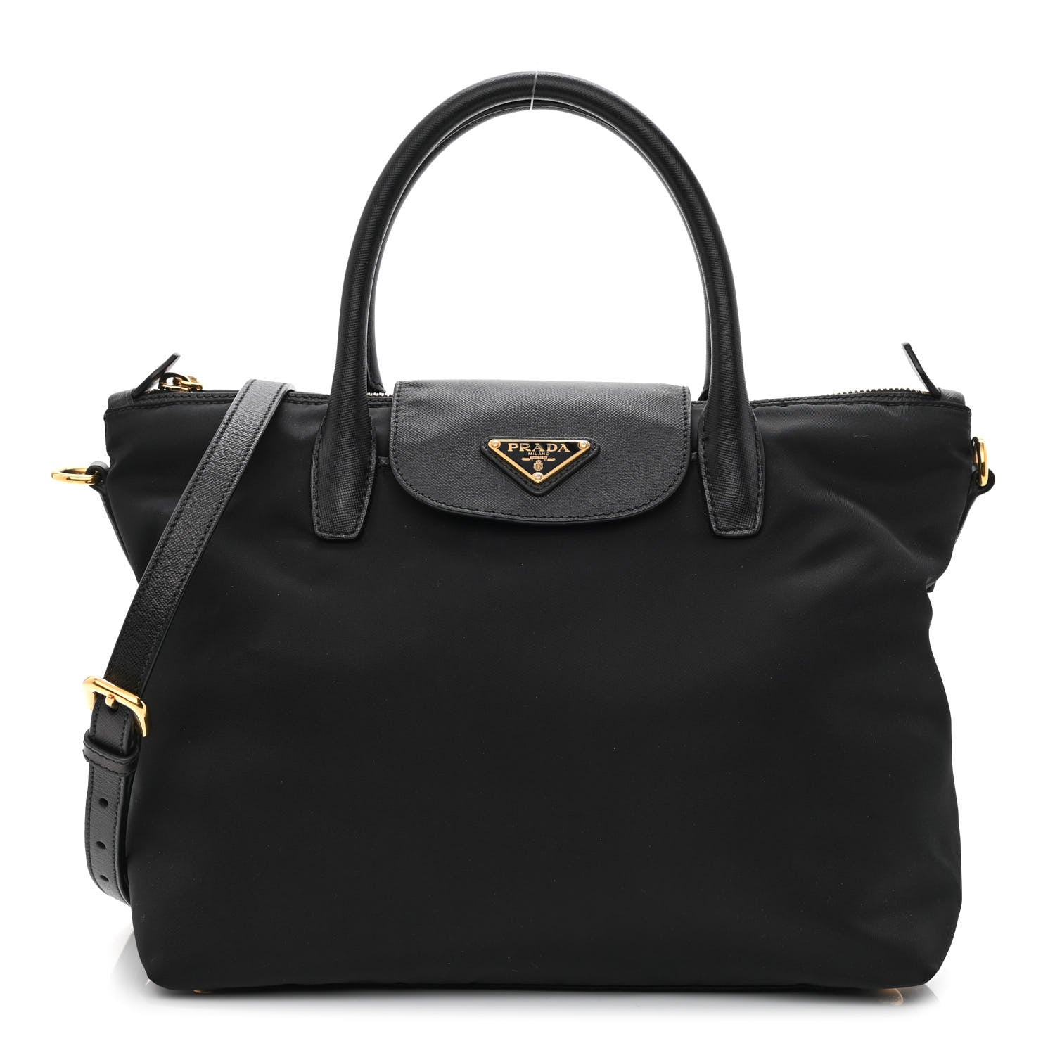 Prada Tessuto Nylon Saffiano Tote Black 1 of 12