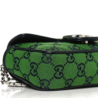 Gucci Monogram Multicolor Matelasse Diagonal Super Mini GG Marmont Shoulder Bag Green Blue 9 of 11